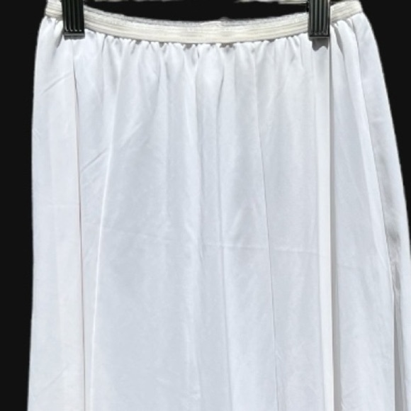 🌻Vintage Shadowline White Nylon Midi-Length Elastic Waist Slip Lace Hem Size S - Picture 2 of 6